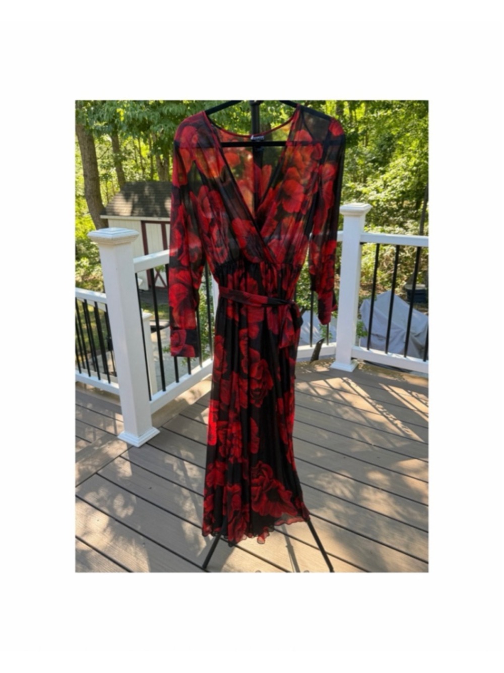 En Focus Studio Black Red Floral Maxi Dress 6P